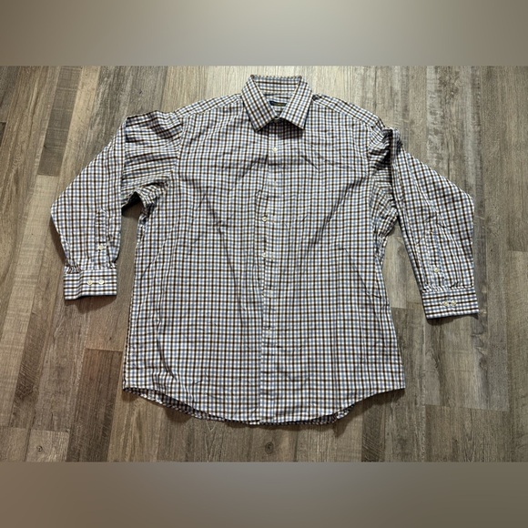 Blue and White Casual Button Down Shirt with Long Sleeves - Picture 1 of 7